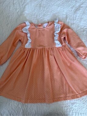 Stitchy Fish Peach Polka Dot Ruffle Toddler Dress